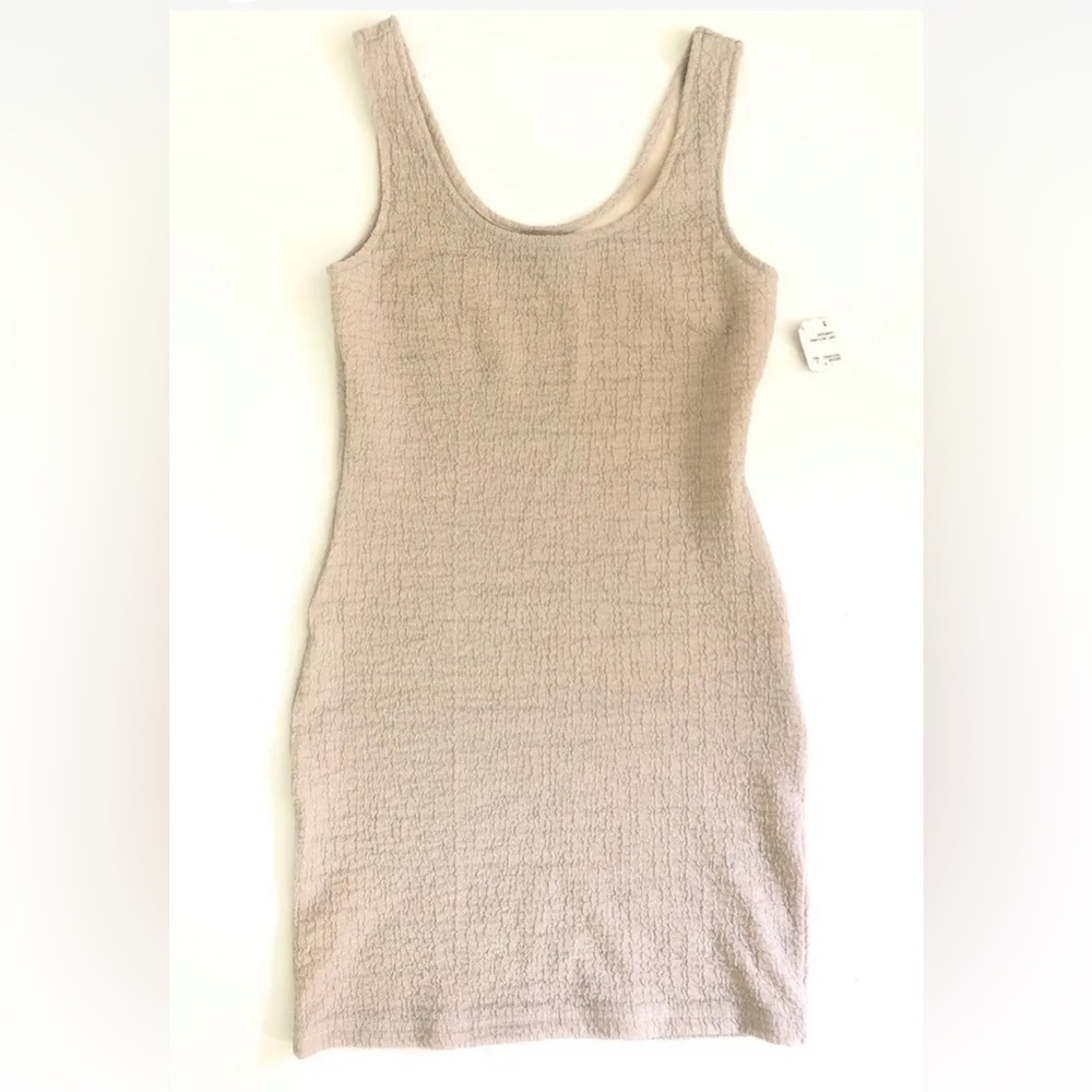 Retro 90s Nude Mini Dress New Bodycon Party Tank Sleeveless Sexy beige dress